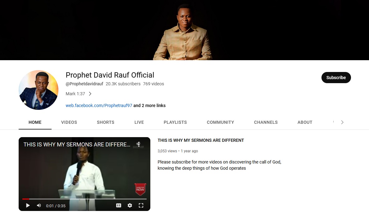 Follow and Subscribe to Prophet David Rauf